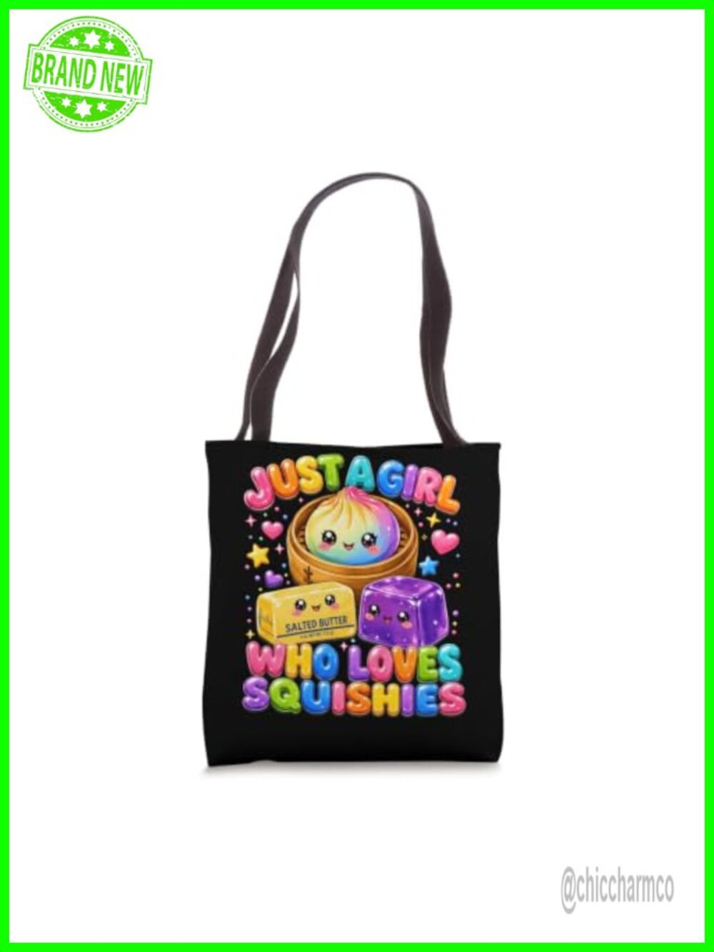Squishies Tote Bag Spun Polyester Canvas Lightweight Double-Stitched Women's